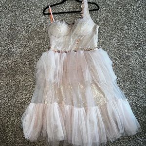 One-Shoulder Dress with Ruffled Skirt